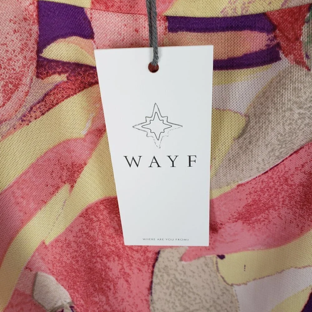 Wayf Mesh Slip Dress NWT Midi Pink Purple Abstract Tropical Tank Sun Size Medium - Picture 7 of 9